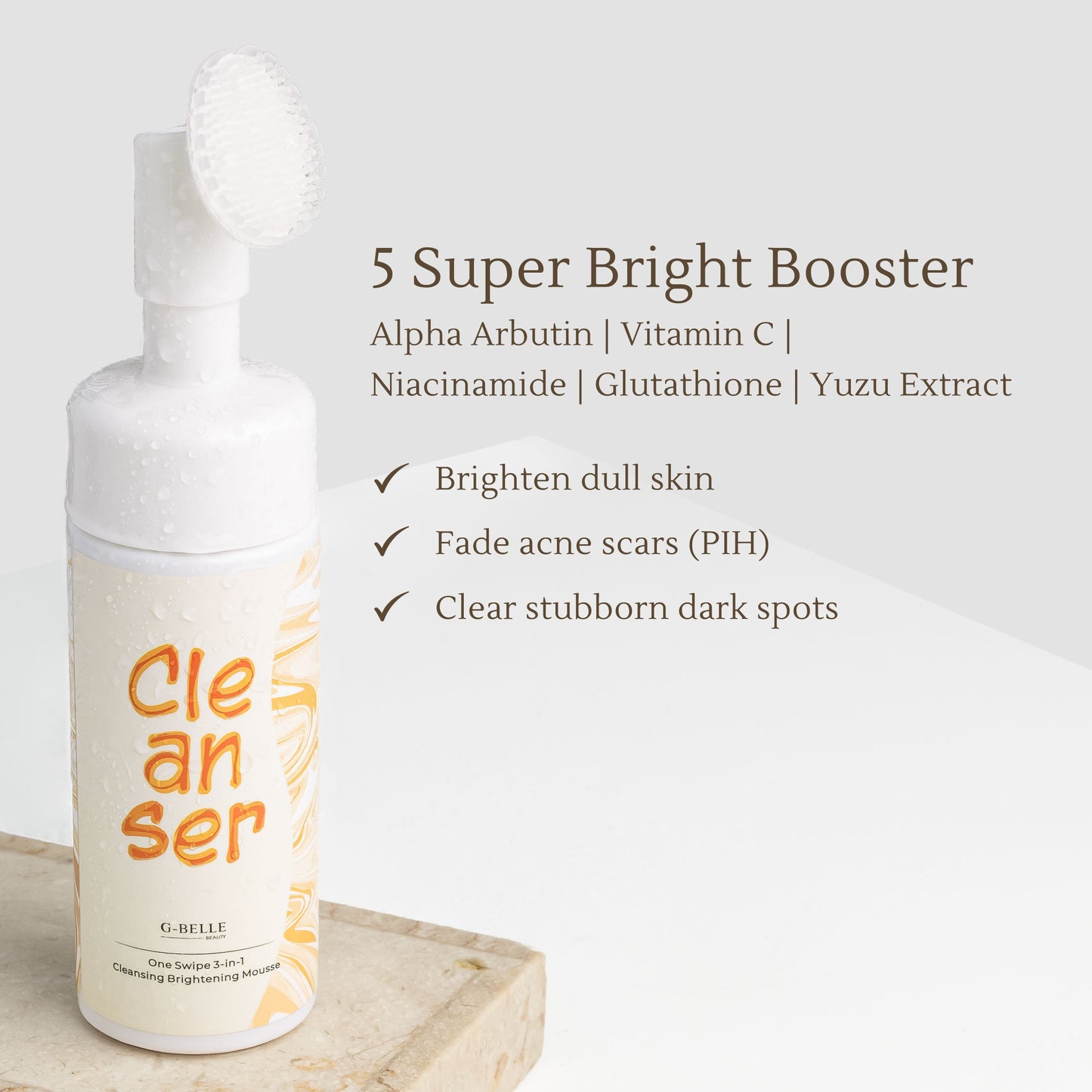 Face wash 3 in 1 Brightening Cleansing Foam - 150ml | Pembersih Wajah | Facial Wash | Face Massage | Kulit sensitif | Hydrating | Mencerahkan | Bekas jerawat | Hiperpigmentasi | Flek hitam | Noda hitam | Niacinamide | Glutathione | Vitamin C