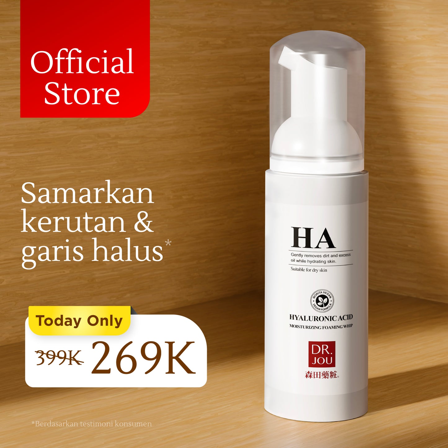 Gentle Cleansing Whip (Facial Wash) | Hyaluronic Acid Moisturizing Foaming Whip 145ml | Samarkan Kerutan & Garis Halus | Samarkan Flek Hitam | BPOM