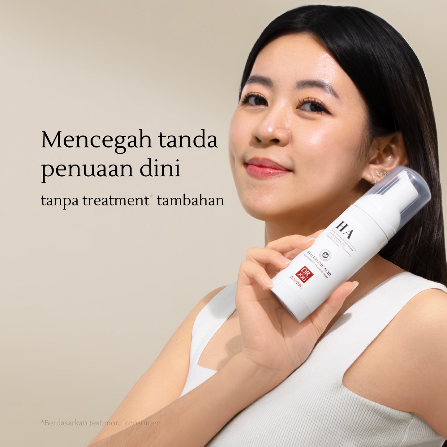 Gentle Cleansing Whip (Facial Wash) | Hyaluronic Acid Moisturizing Foaming Whip 145ml | Samarkan Kerutan & Garis Halus | Samarkan Flek Hitam | BPOM