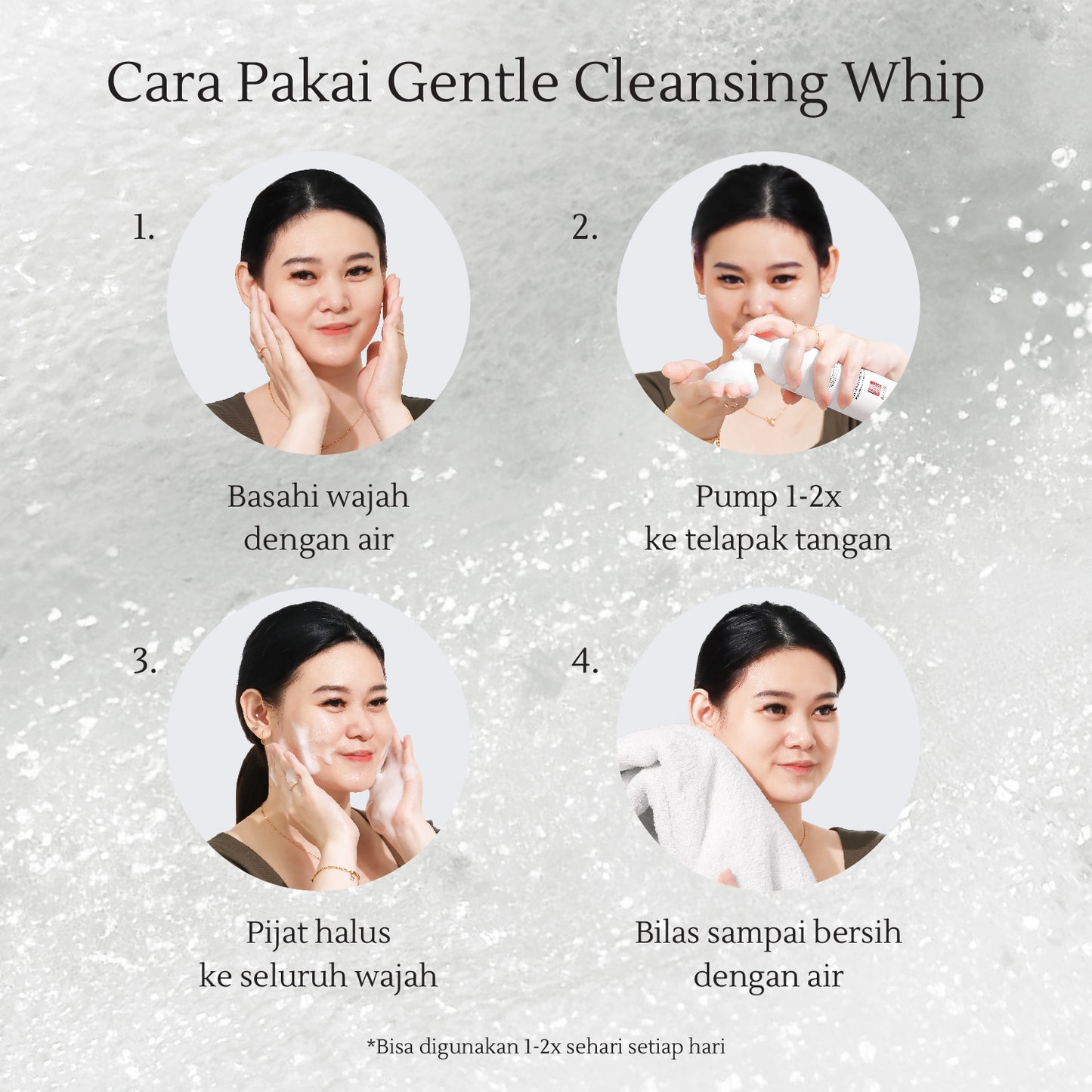 Gentle Cleansing Whip (Facial Wash) | Hyaluronic Acid Moisturizing Foaming Whip 145ml | Samarkan Kerutan & Garis Halus | Samarkan Flek Hitam | BPOM