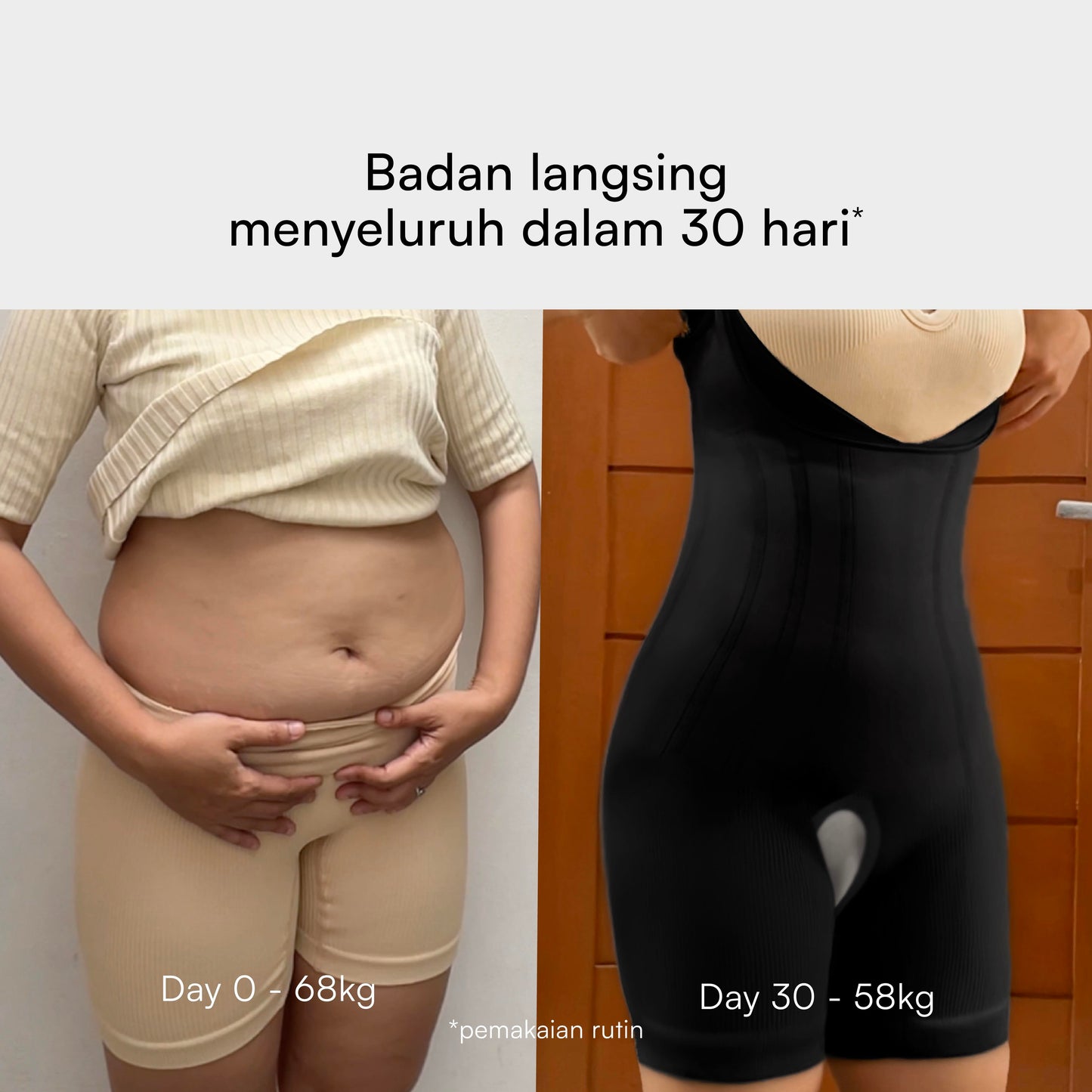 Bodyshaper with Slimming Pants / 2x LEBIH CEPAT LANGSING / Shapewear (Tanpa Tulang & Kawat) / Anti Gatal Ruam