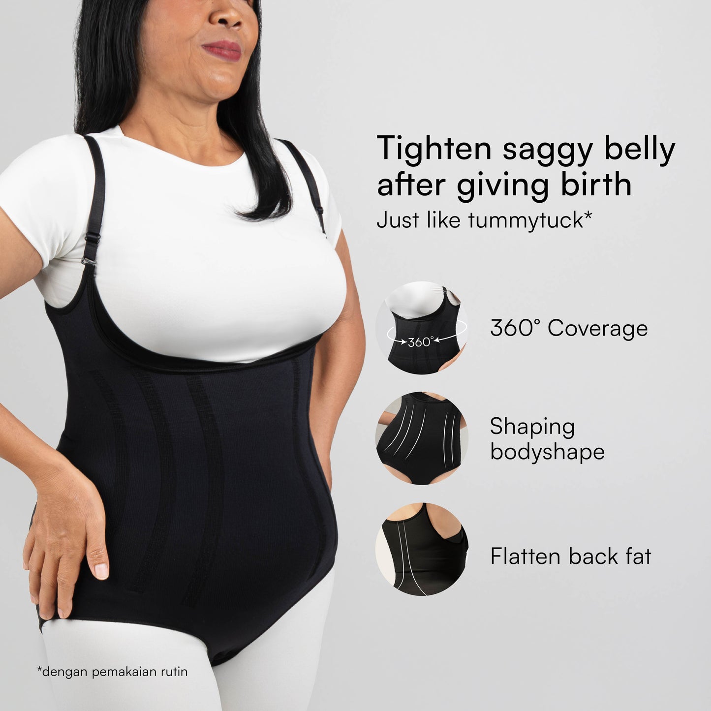 Bodyshaper / L - Black / 2x LEBIH CEPAT LANGSING / Shapewear (Tanpa Tulang & Kawat) / Anti Gatal Ruam