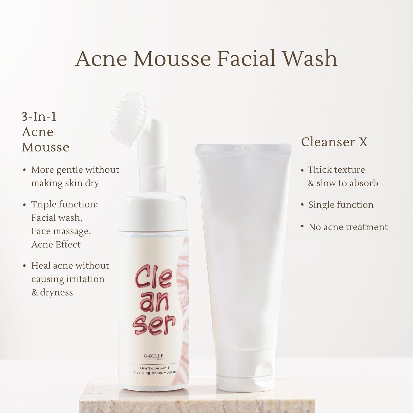 Face wash 3 in 1 Acne Cleansing Foam - 150ml | Pembersih Wajah | Facial Wash | Face Massage | Kulit Berjerawat | Kulit Iritasi | Kemerahan | Melembapkan | Hydrating | Jerawat | Salicylic Acid