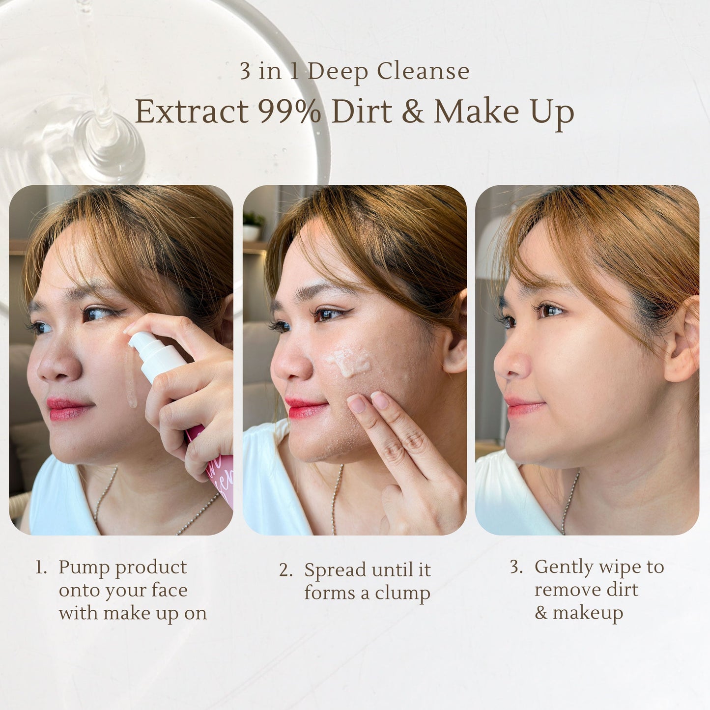 Face wash 3 in 1 Rose Cleansing Gel - 120 ml | Facial Wash | Pembersih makeup waterproof tanpa residu | Kulit sensitif | Kuilt kering | Jerawat | Melembapkan | Moisturizing | Calming & Soothing | Hyaluronic acid