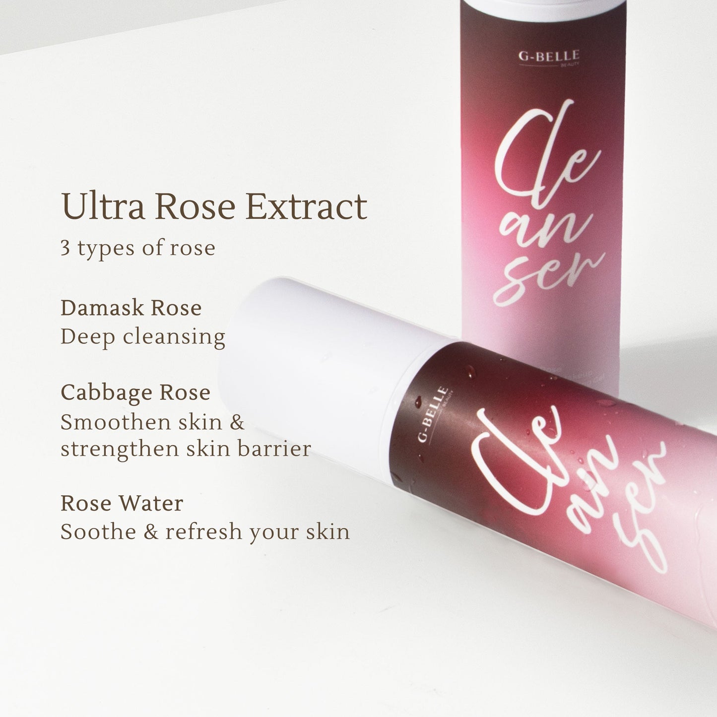 Face wash 3 in 1 Rose Cleansing Gel - 120 ml | Facial Wash | Pembersih makeup waterproof tanpa residu | Kulit sensitif | Kuilt kering | Jerawat | Melembapkan | Moisturizing | Calming & Soothing | Hyaluronic acid