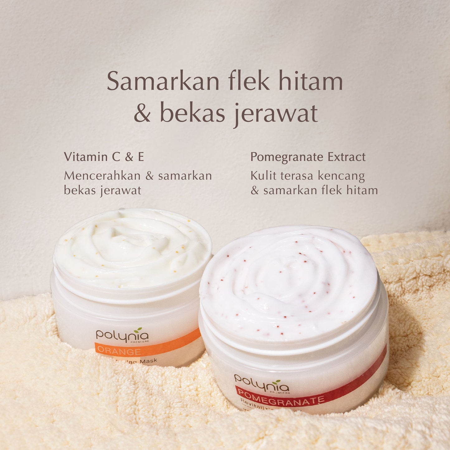 Orange Brightening + Pomegranate Revitalizing | Vitamin C | Samarkan Bekas Jerawat | Samarkan Kerutan & Garis Halus | Samarkan Flek Hitam | Masker wajah | BPOM