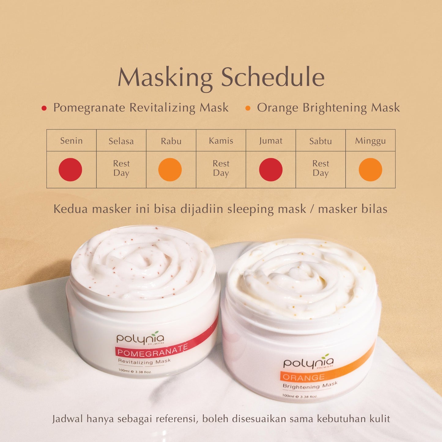 Orange Brightening + Pomegranate Revitalizing | Vitamin C | Samarkan Bekas Jerawat | Samarkan Kerutan & Garis Halus | Samarkan Flek Hitam | Masker wajah | BPOM