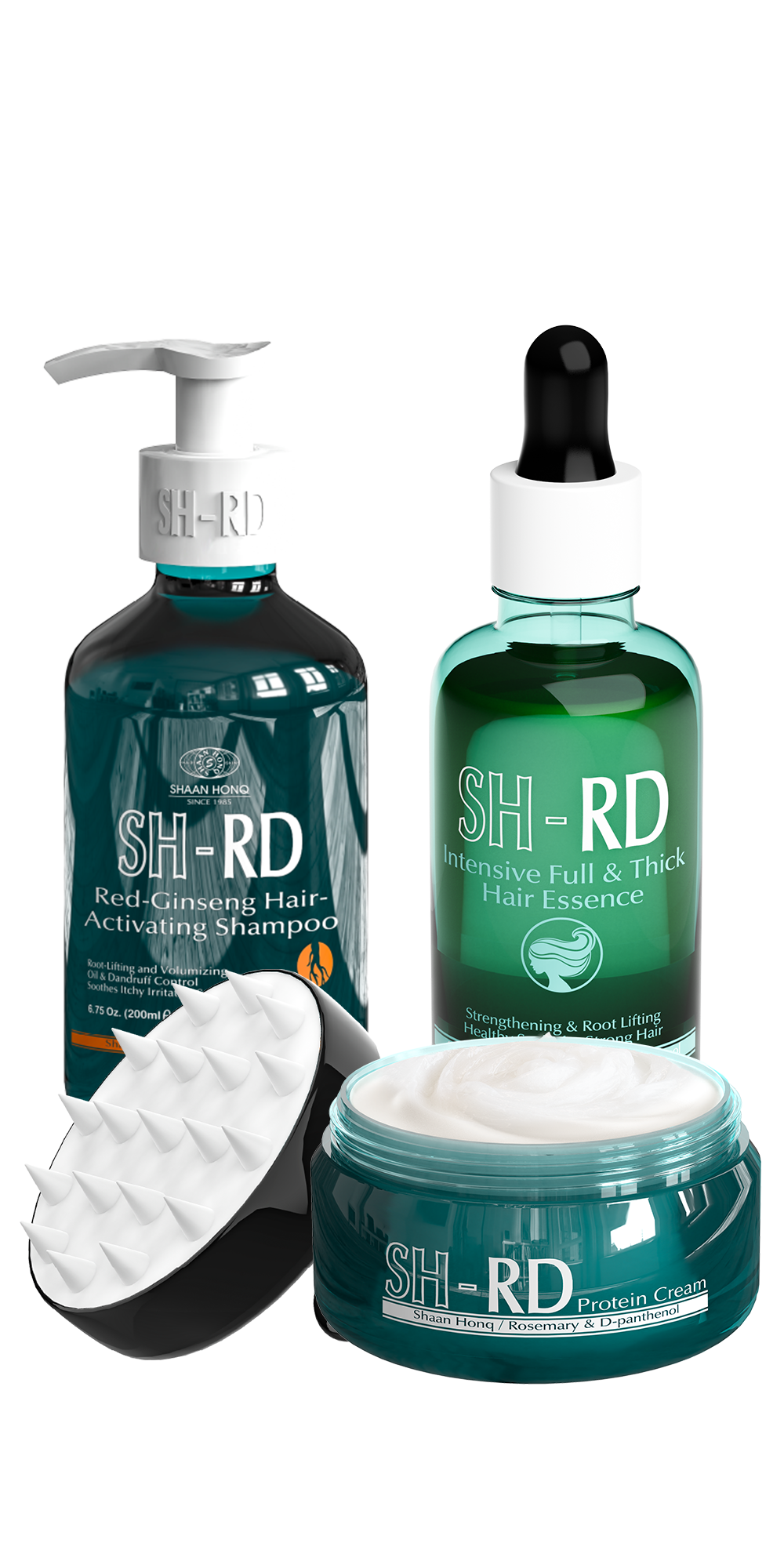 SHRD Bundle | Paket Atasi Rambut Rontok dan Patah | Red Ginseng Shampoo | Hair Essence | Protein Cream | Sisir Anti Kusut | Tipis | Rontok | Kusut | Patah