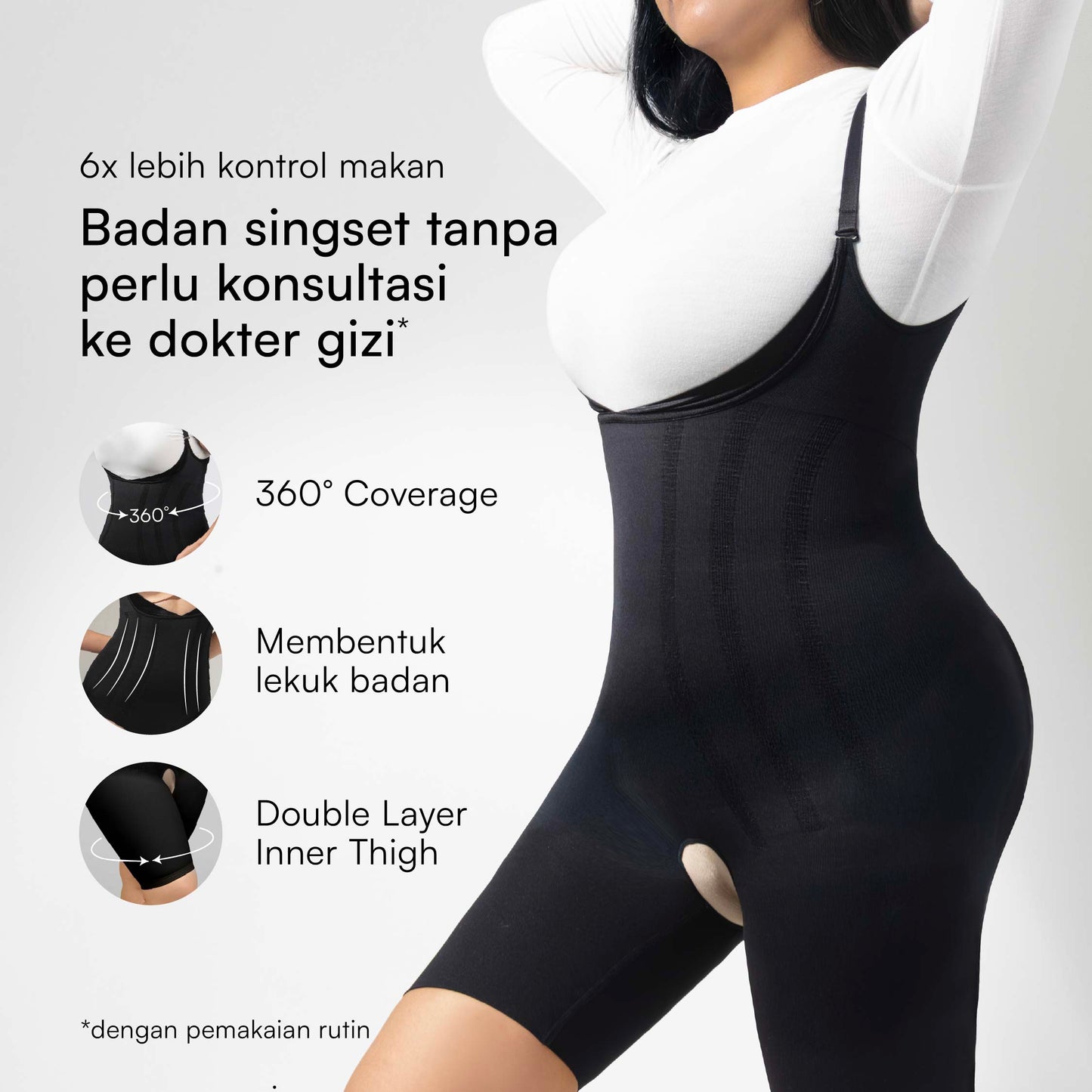 Bodyshaper with Slimming Pants / 2x LEBIH CEPAT LANGSING / Shapewear (Tanpa Tulang & Kawat) / Anti Gatal Ruam