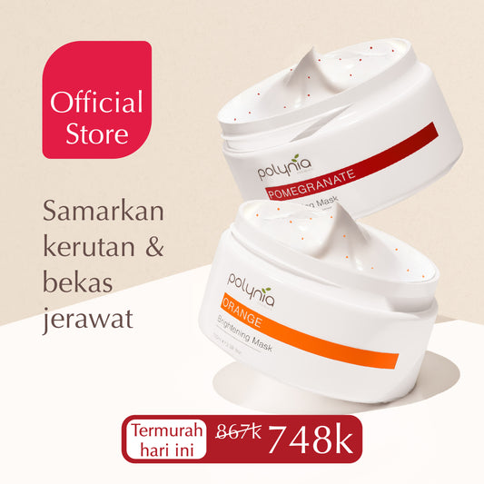 Orange Brightening + Pomegranate Revitalizing | Vitamin C | Samarkan Bekas Jerawat | Samarkan Kerutan & Garis Halus | Samarkan Flek Hitam | Masker wajah | BPOM